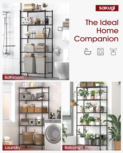 Sakugi Storage Shelves - Heavy Duty 5-Tier Shelf Organizer for Garage, Kitchen & Pantry | 33"W x 12.6"D x 72"H, Black