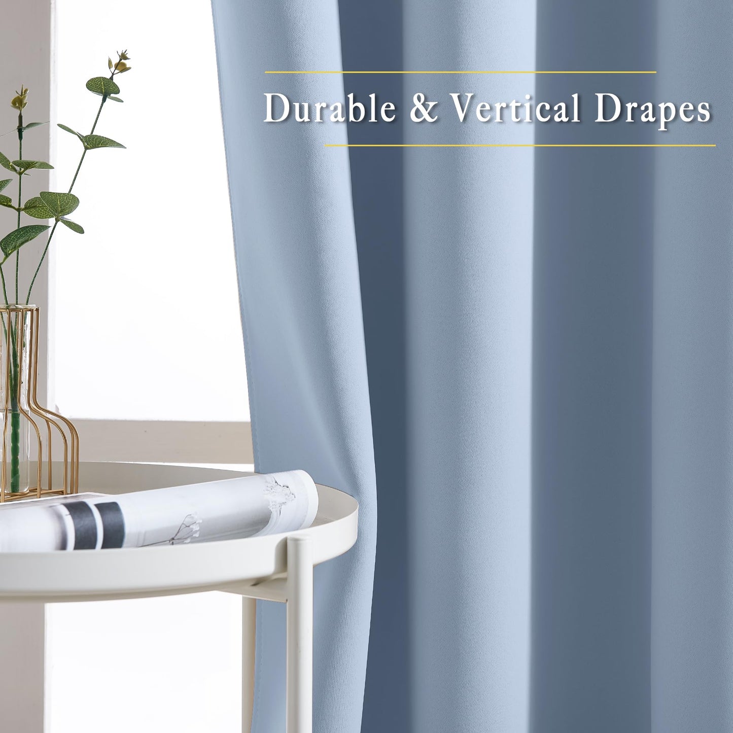 NICETOWN Room Darkening Grommet Panels - (52 inches Width, Vintage Blue, 1 Pair) Extra Long Curtains 120 inches Long, Privacy Draperies for Large Window