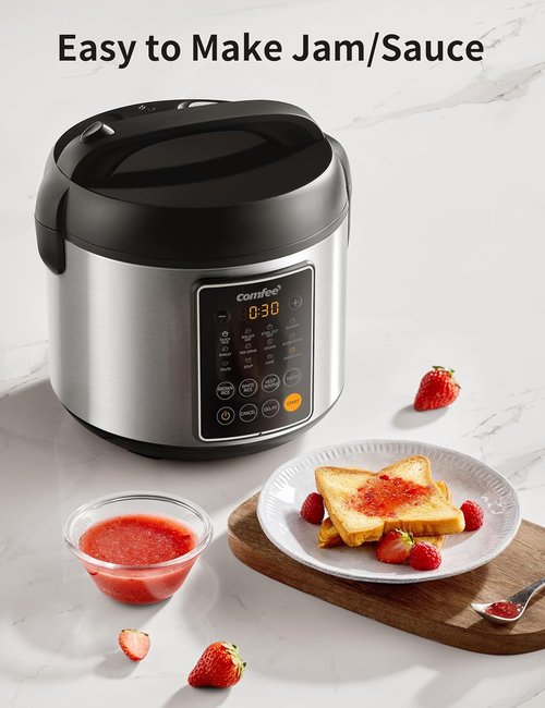 COMFEE' Rice Cooker - 14-in-1 Stainless Steel Multi Cooker | 5.3 QT Capacity for Brown Rice, Quinoa & Oatmeal