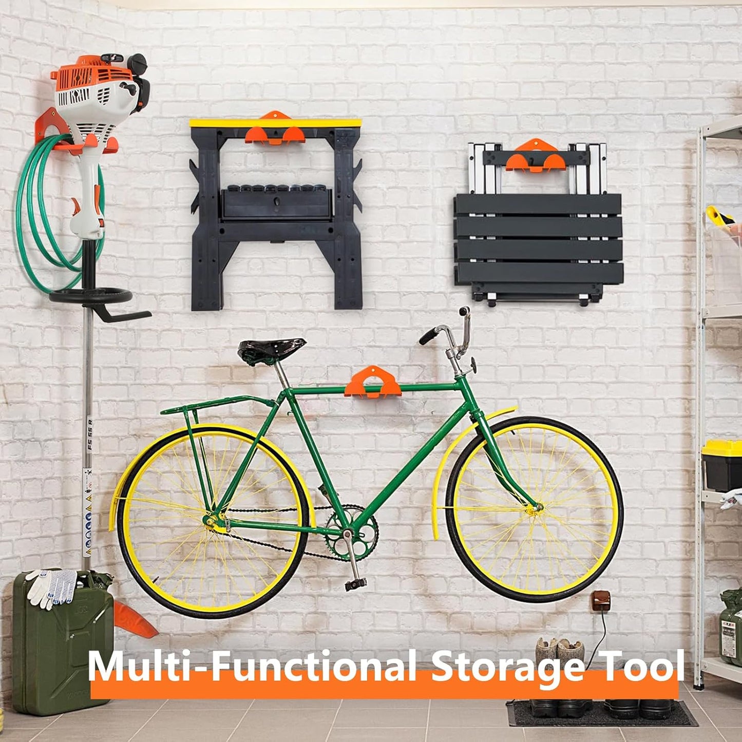 Reliahom Garage Organization - Heavy Duty Weed Eater Hanger | Garden Tool Organizer for Wall & Shed
