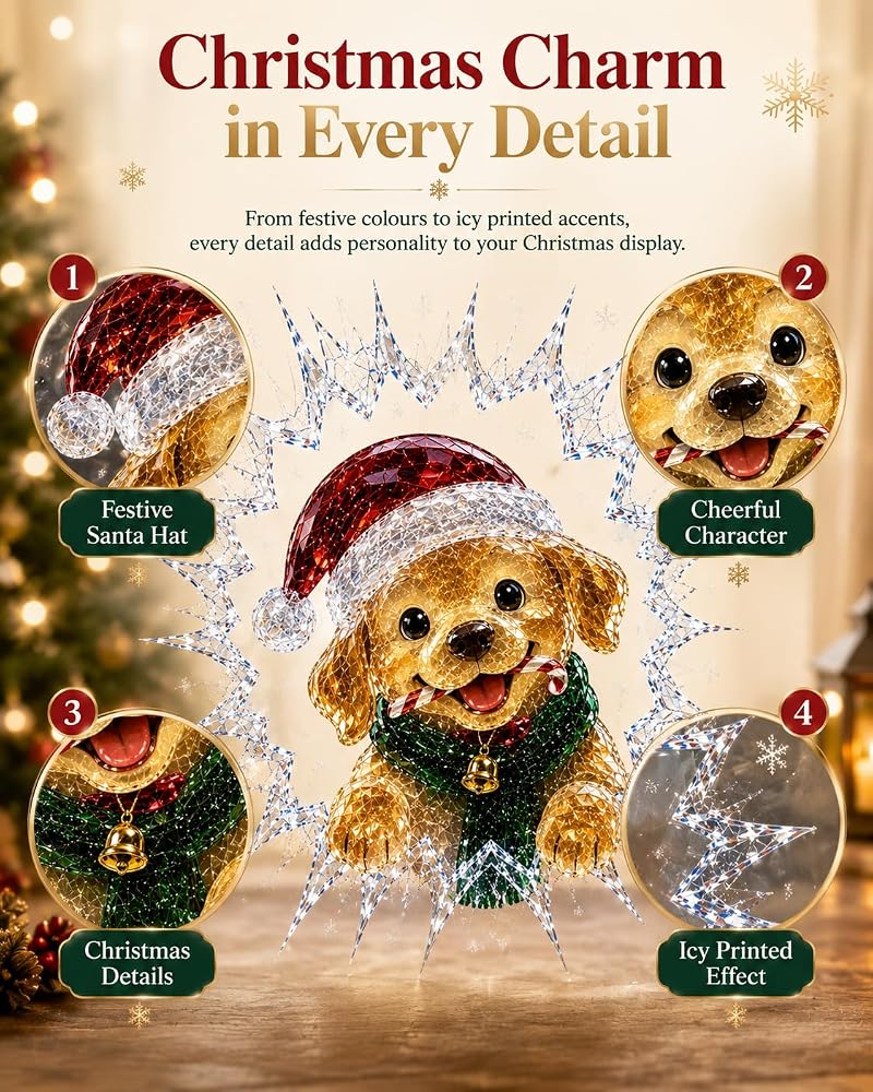 3D Effect Christmas Window Cling Santa - 19.7 x 15.7 Inch Glass Decor