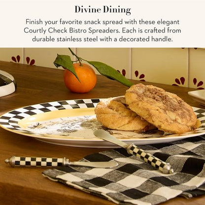 MACKENZIE-CHILDS Bistro Spreaders Set - Stainless Steel Butter & Charcuterie Utensils | Black & White Check