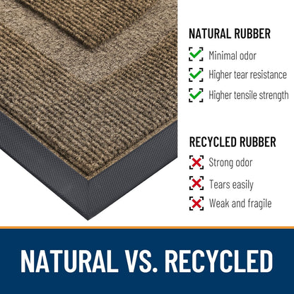 OLANLY Half Circle Door Mat - Waterproof All-Season Doormat for Indoor/Outdoor Use | 29.5x17, Brown