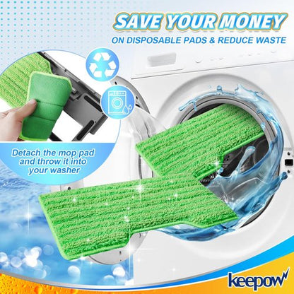 KEEPOW Reusable Mop Pads - Compatible With Shark Vac Mop Models - Washable & Upgraded Design (1+3+6 Pads)