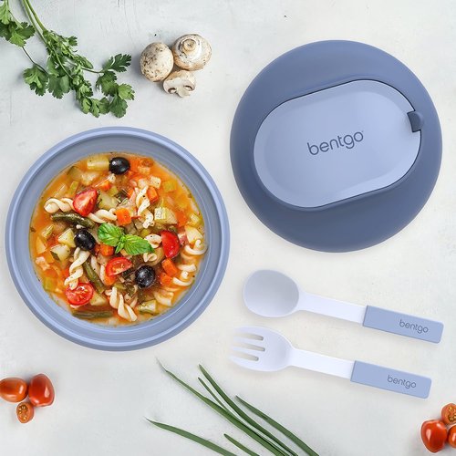 Bentgo Bowl - Insulated Leak-Resistant Bowl with Snack Compartment & Easy-Grip Design - BPA-Free, 21.2 oz (Slate)