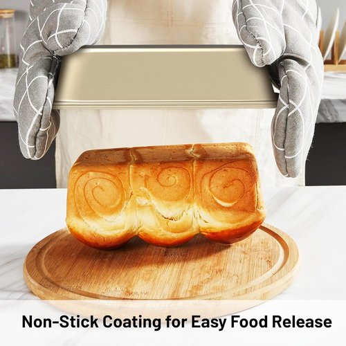 CasaCulina Nonstick Baking Pans Set - 5-Piece Bakeware with Round/Square Cake Pan & Muffin Tray | Gold