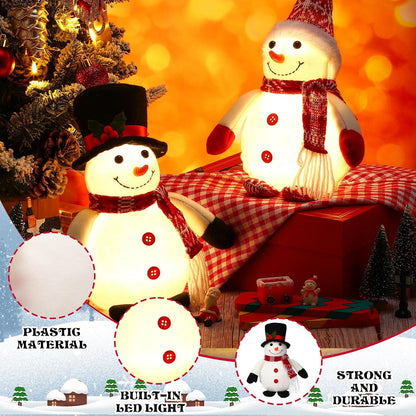 Tujoe Lighted LED Snowman Figurines - 10 Inch Christmas Tabletop Decor | Battery Operated Holiday Ornament