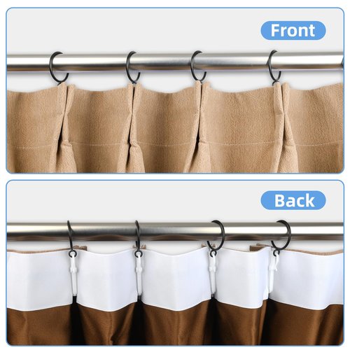 Manysky Curtain Rings with Eyelets, 48 Pack Metal Drapery Rings for Pinch Pleat Curtains Panels, Drape Rings Fits Up to 1.2 in Curtains Rod, 1.5 Inch I D Black