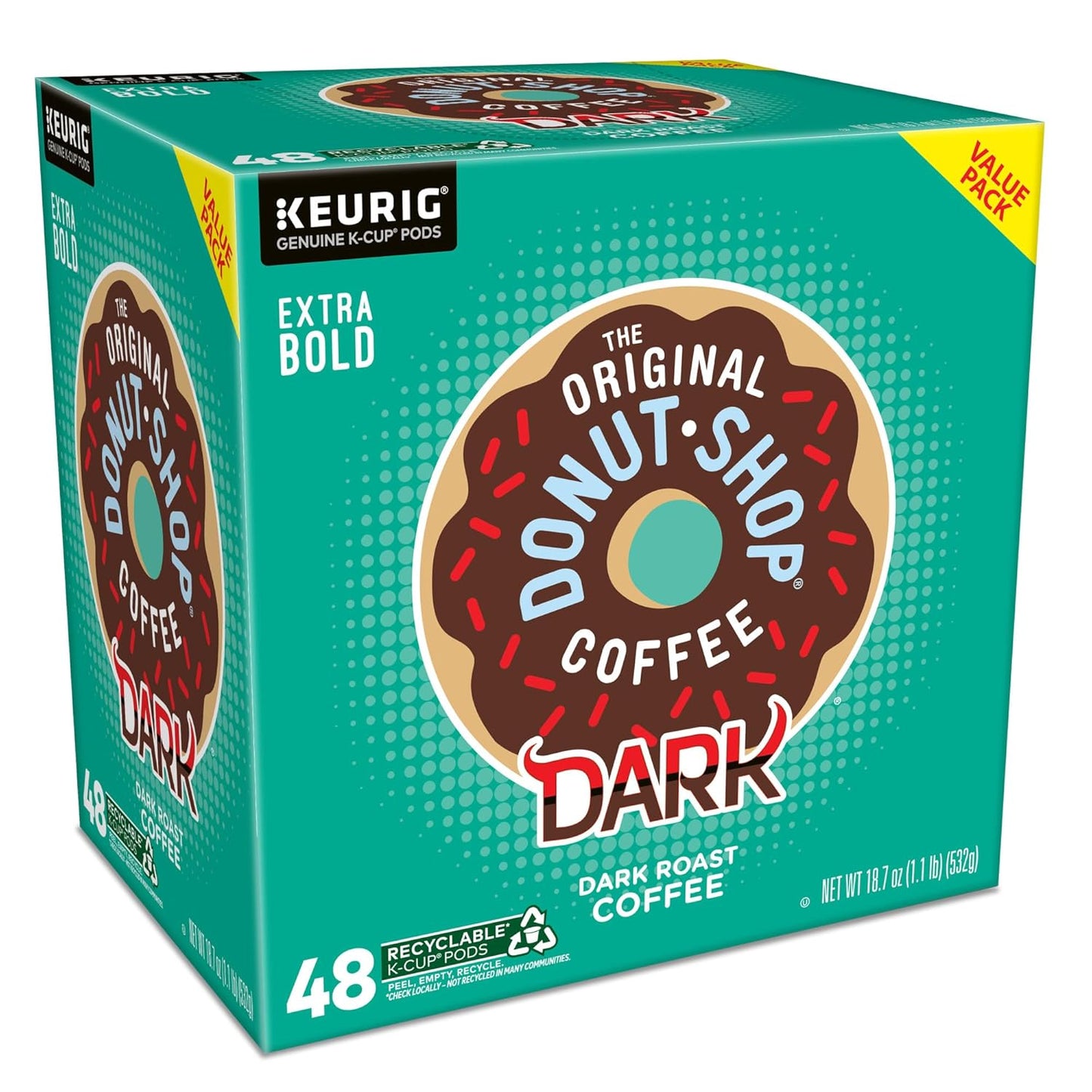 Original Donut Shop Coffee - Dark Roast K-Cup Pods | 48 Count Single Serve Coffee Pods