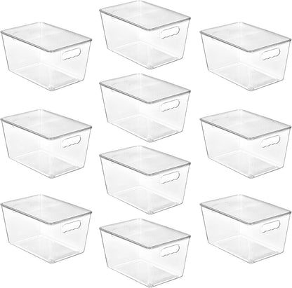 Vtopmart Clear Stackable Storage Bins - 10 Pack Large Plastic Containers with Lids for Kitchen & Pantry Organization
