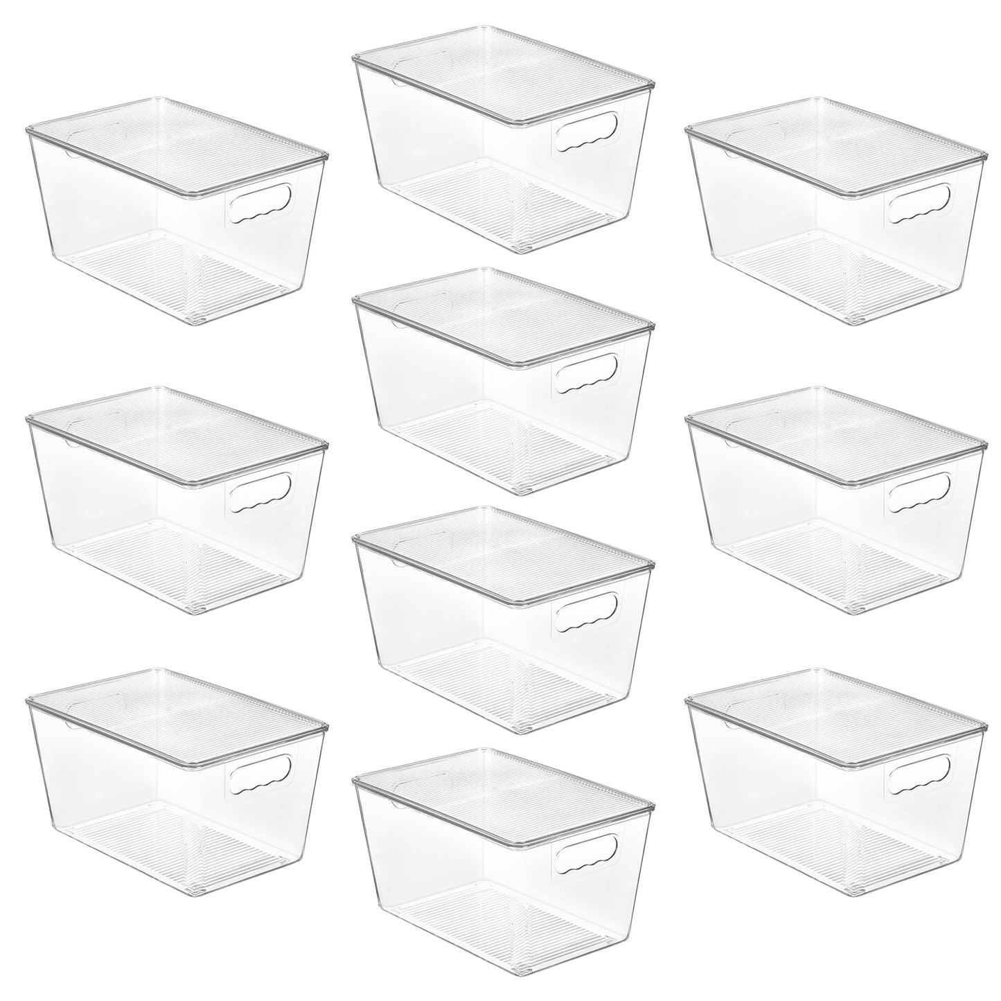 Vtopmart 10 Pack Clear Stackable Storage Bins with Lids, Large Plastic Containers with Handle for Pantry Organizer and Storage,Perfect for Kitchen,Fridge,Cabinet, Closet,Bathroom Organization