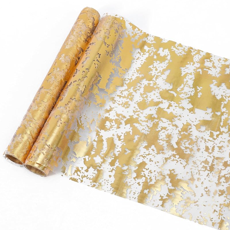Gold Table Runner 2 Pcs 9FT Sequin Glitter Mesh - Variation: Gold+9FTx2