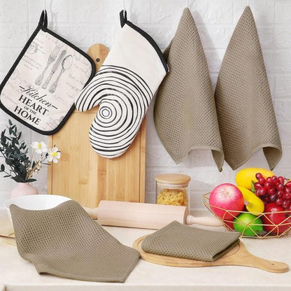 Homaxy Kitchen Dish Cloths - 100% Cotton Waffle Weave, Ultra Soft & Absorbent, 12x12 Inches, 8-Pack, Tan