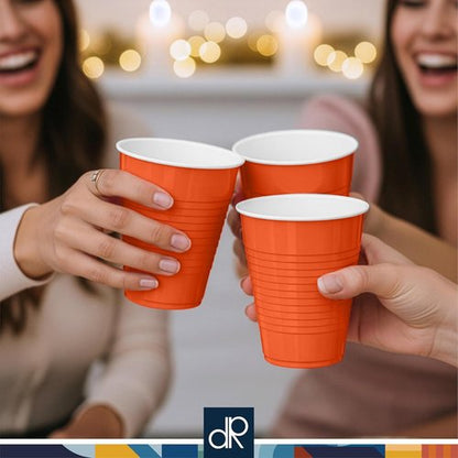 DecorRack 12 oz Orange Plastic Cups - Reusable Disposable Party Supplies (40 Count)