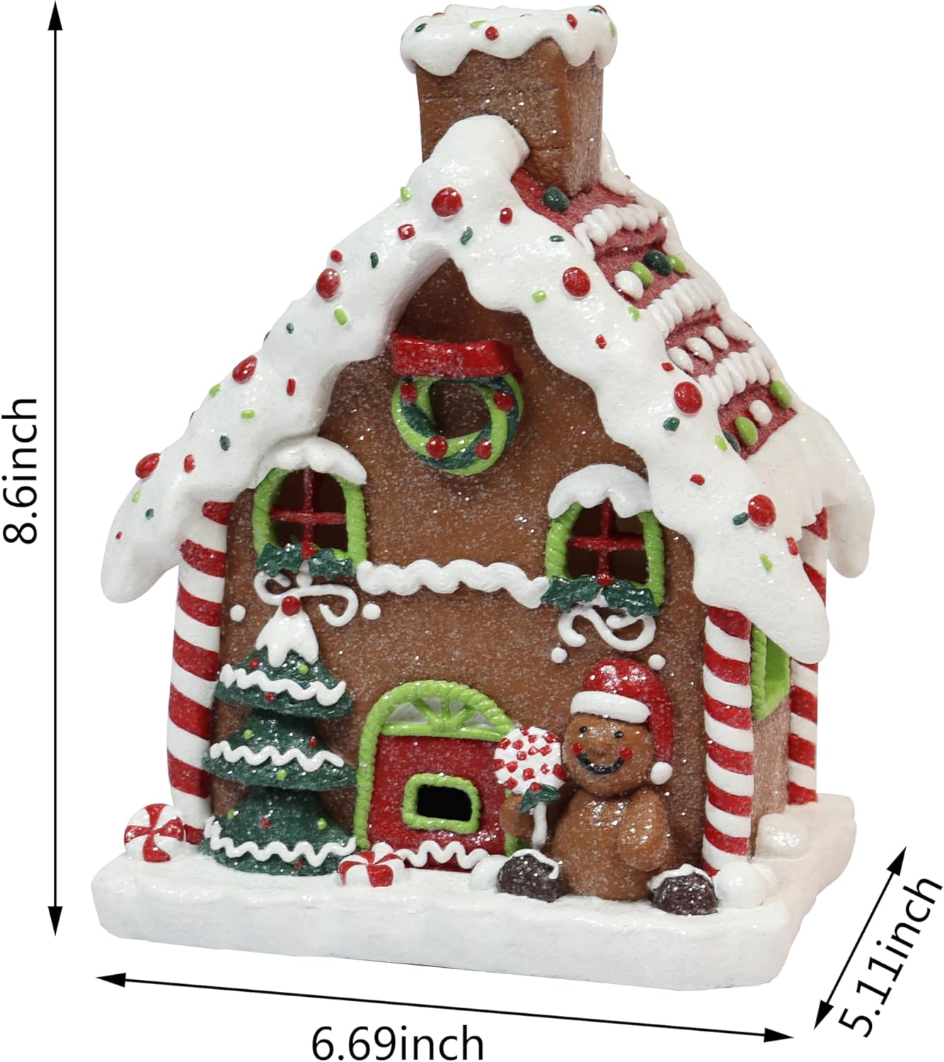 Moments In Time Gingerbread House | 8.7” Handcrafted LED Christmas Decoration - Battery Operated Festive Decor