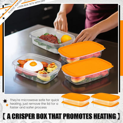 Qinyoung 18-Piece Plastic Food Storage Container Set - 33 Oz | Stackable, Microwave & Dishwasher Safe (Orange)