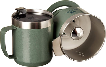 STANLEY Perfect Brew Pour Over Set - 12 oz Insulated Camp Mug with Lid & Reusable Filter | BPA-Free Hammertone Green