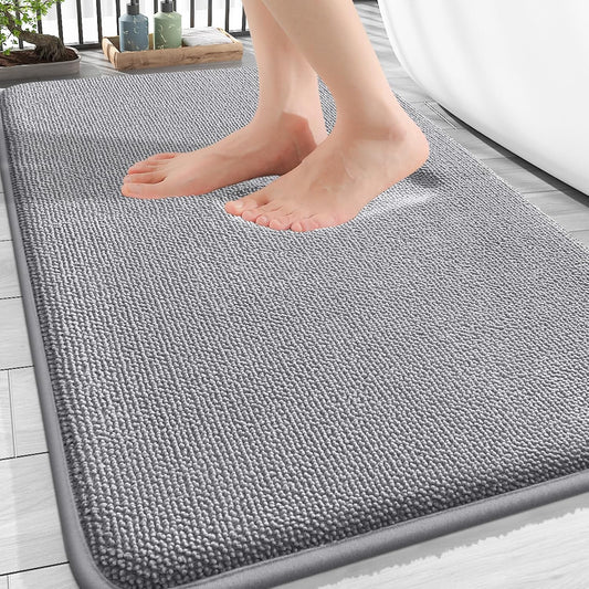 OLANLY Thick Memory Foam Bath Mat Rug - Extra Soft, Non-Slip, Quick Dry | 30x20 Grey Bathroom Accessory