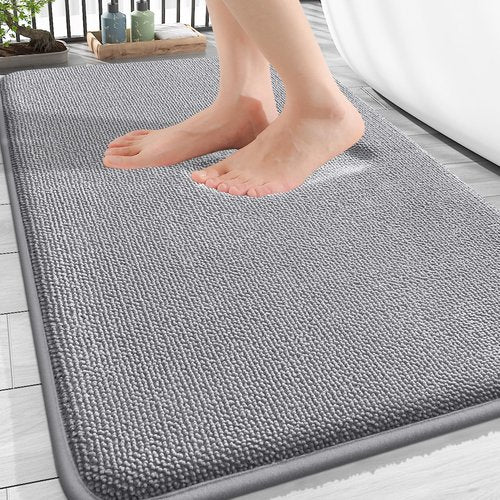 OLANLY Thick Memory Foam Bath Mat Rug 30x20, Extra Soft Absorbent Bathroom Rugs, Quick Dry Bath Mats, Non-Slip, Machine Washable Carpet for Bathroom, Tub and Shower, Home Decor Accessories, Grey