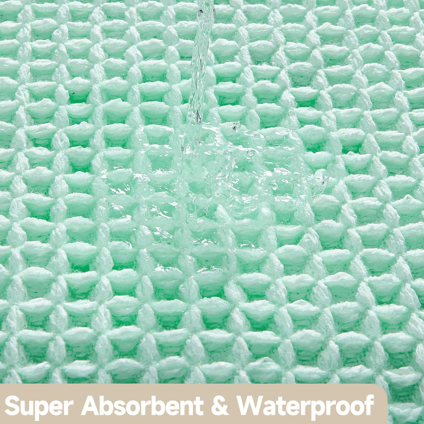 TYUU Waffle Bath Mat, Boho Bathroom Rugs Non Slip Washable Super Absorbent Quick Dry Cute Bath Mat Farmhouse Bathroom Decor, 48"x24" Aqua Blue