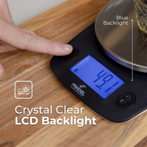 Fradel Digital Kitchen Food Scale - Accurate 0.1g Measurement in Grams & Ounces | 11lb Capacity, Round Design