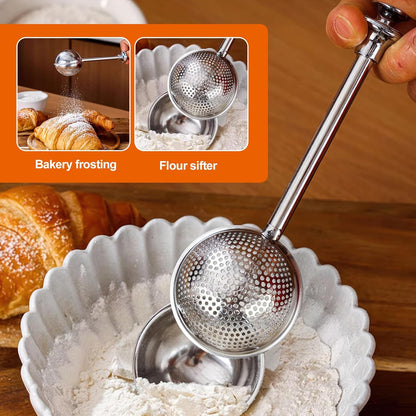 Powdered Sugar Shaker by [Brand Name] - Stainless Steel Duster for Easy One-Handed Use | Perfect for Flour & Spices