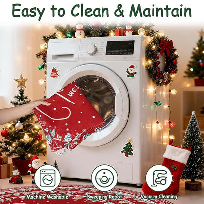 Round Christmas Area Rug 5ft - Washable Non Slip Indoor Circle Carpet, Variation: Christmas Words+5'