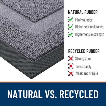 OLANLY Indoor Outdoor Front Door Mat - Waterproof All-Season Doormat, Sturdy Rubber, 47x23, Classic Gray