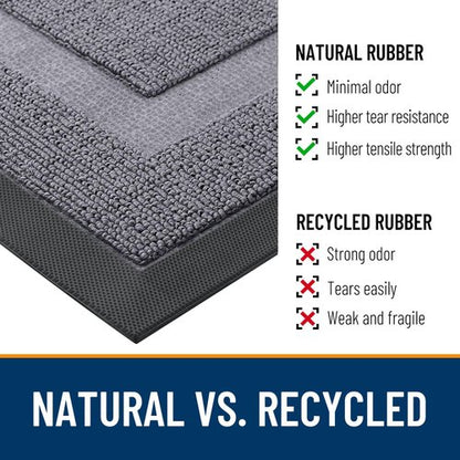 OLANLY Front Door Mat Indoor Outdoor Entrance, Waterproof All-Season, All-Weather Doormat, Sturdy Natural Rubber, Low Profile, Easy Clean Patio Porch Entryway Mat, 71x47, Classic Gray