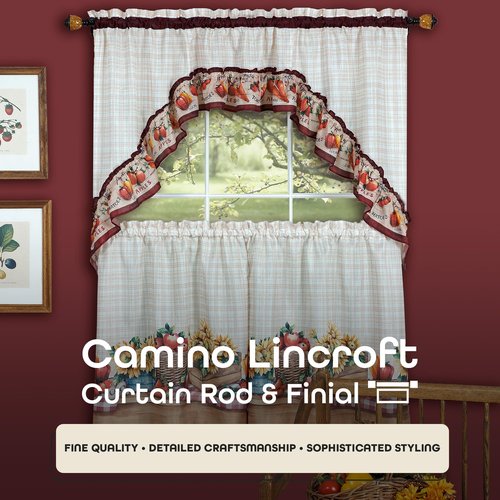 Decorative Window Curtain Rods with Finials, 48 to 86 Inches, 0.75 Diameter - Camino Lincroft - Lightweight & Easy to Install, Adjusts Telescopically to Fit Any Window by Achim Home Decor