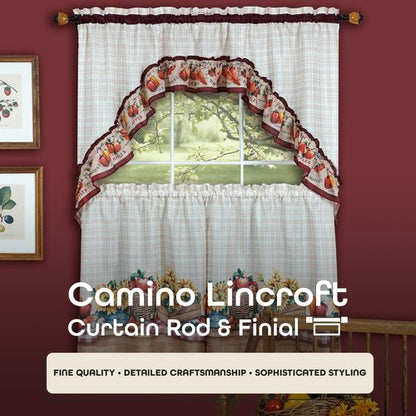 Decorative Window Curtain Rods with Finials, 48 to 86 Inches, 0.75 Diameter - Camino Lincroft - Lightweight & Easy to Install, Adjusts Telescopically to Fit Any Window by Achim Home Decor