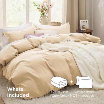 Bedsure King Size Duvet Cover Set - 3 Pieces Extra Soft Prewashed Bedding in Alabaster Gleam, 104x90 Inches