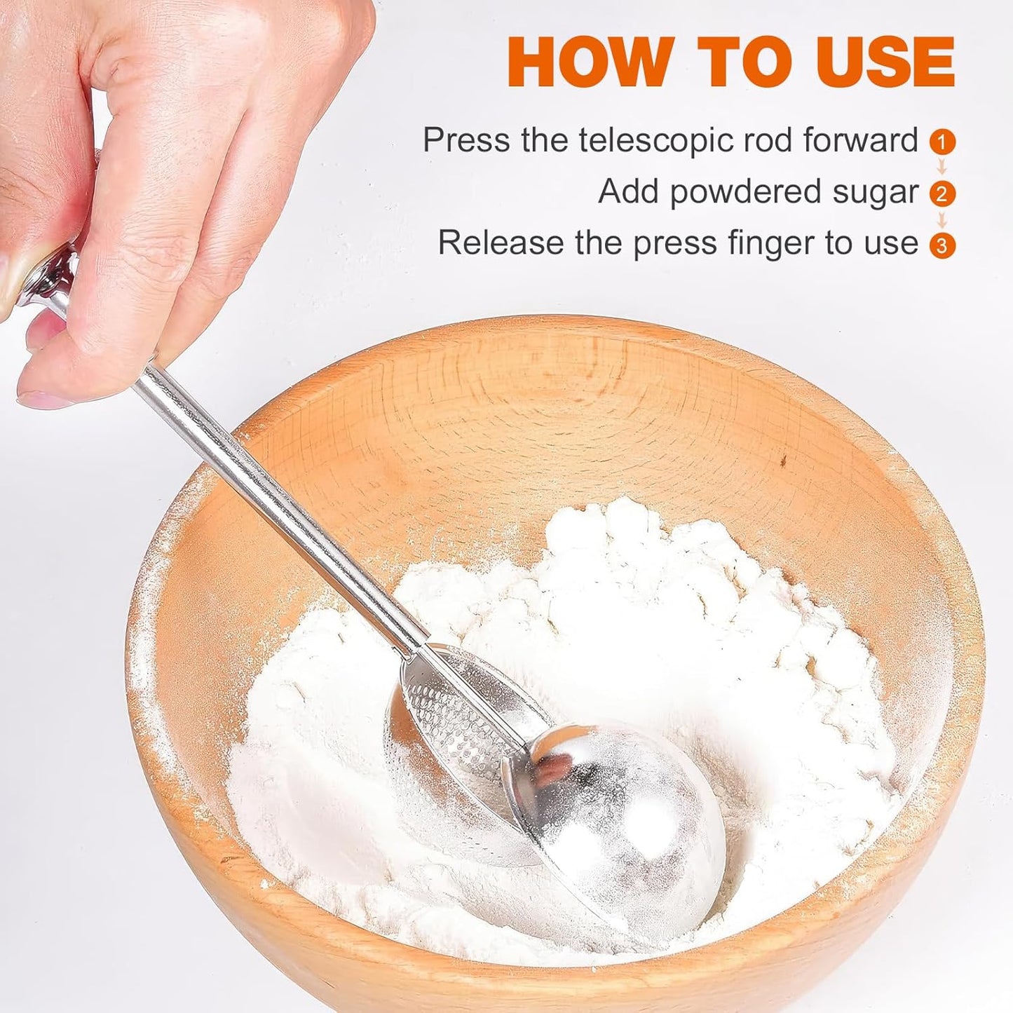 Powdered Sugar Shaker by [Brand Name] - Stainless Steel Duster for Easy One-Handed Use | Perfect for Flour & Spices