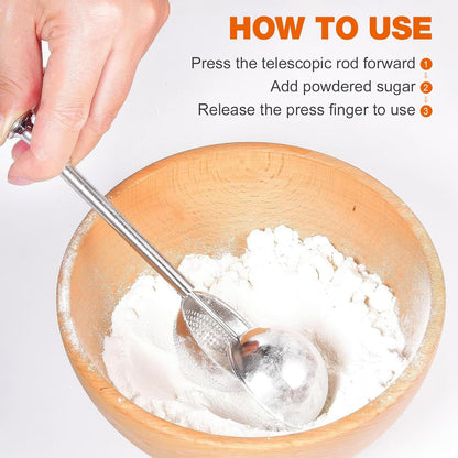 Powdered Sugar Shaker by [Brand Name] - Stainless Steel Duster for Easy One-Handed Use | Perfect for Flour & Spices