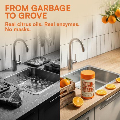 CLYND Garbage Disposal Cleaner and Deodorizer Tablets 24-Pack Citrus Foaming Tablets for Garbage Disposal, Kitchen Sink and Drain Cleaner, Lemon Orange Scent - Garburator, Disposer Freshener