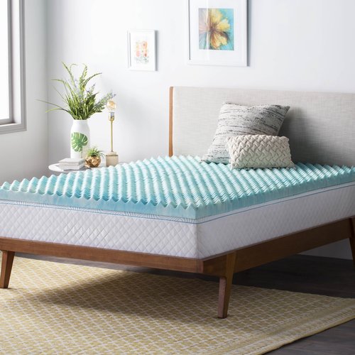 Linenspa 2 Inch Gel Memory Foam Mattress Topper – Egg Crate Style, Reversible for two feels – Promotes Airflow & Relieves Pressure Points – King