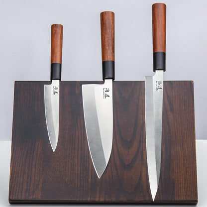 SHANGDAO Japanese Kitchen Knife Set, 3 Piece Sushi Chef Knife, 10”Yanagiba-7”Deba-5”Utility Kitchen Knife Cooking Knives, Premium German Stainless Steel & Traditional Wooden Handle, Gift Box