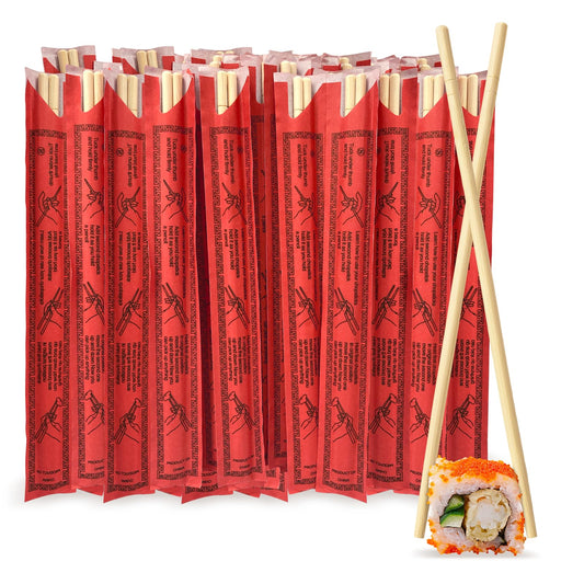 Soeos 200 Disposable Chopsticks Bulk, Natural Wooden Chopsticks & Bamboo Chopstick for Sushi, Takeout, Party, Splinter-Free, Individually Wrapped Single-Use Chopstick (Approx.200 Pairs)