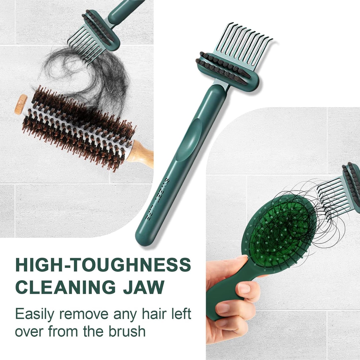 RHOS 2-in-1 Hair Brush Cleaner - Effortlessly Remove Hair and Dust | Ideal for Home and Salon Use (Green)