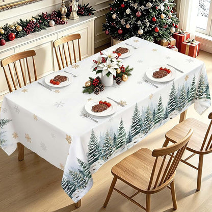 Christmas Forest Pine Snowflake Rectangle Table Cloth 60x84 Inch - 60x84in
