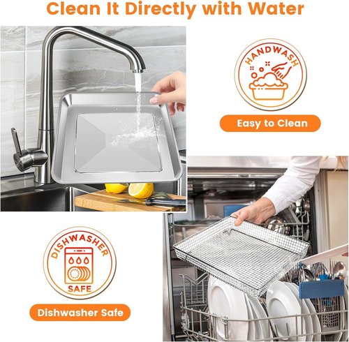 Cuisinart Air Fryer Basket Tray - Replacement Mesh Steel Rack for TOA-60/65/70 | 12.4" x 11" Dishwasher Safe