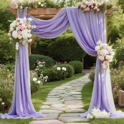 Lavender Chiffon Draping Fabric by Skiennix - 20 FT Sheer Wedding Arch Backdrop Curtain for Events