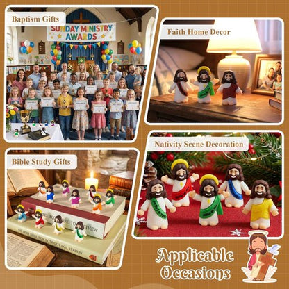 Little Jesus Figures - 30 Pack Mini Jesus Loves You Figurines for Religious Giveaways & Easter Egg Stuffers