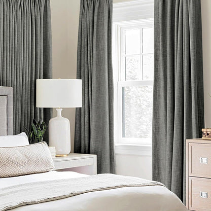MIULEE Blackout Curtains - 100% Thermal Insulated Dark Grey Linen Texture Drapes | 52x63 Inch (2 Panels)