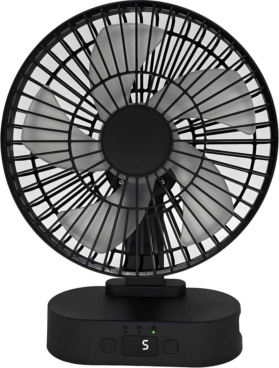 Skiennix USB Mini Desk Fan - 6-Inch, 5-Speed Adjustable Wind, Digital Display & 90-Degree Rotation | Black