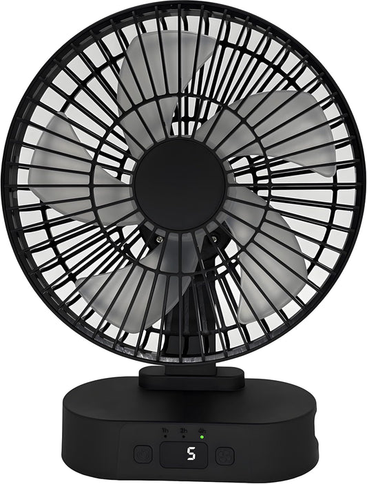 Skiennix USB Mini Desk Fan - 6-Inch, 5-Speed Adjustable Wind, Digital Display & 90-Degree Rotation | Black