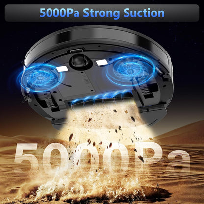 Tikom Robot Vacuum & Mop Combo - 5000Pa Powerful Cleaner with 150 Min Runtime | App & Remote Control for Hard Floors & Carpets
