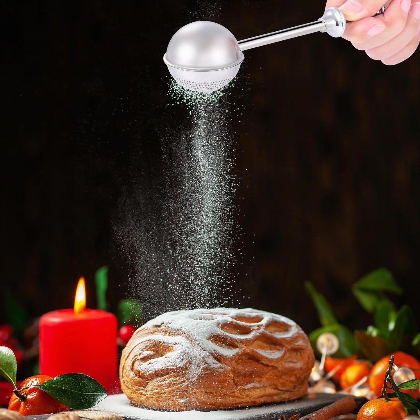 XVBITOR Sugar Shaker - Stainless Steel Powdered Sugar Dispenser with Fine Mesh and Spring Handle