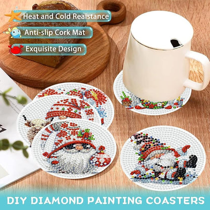 Christmas Gnome Diamond Art Coasters Kit - 8 Pcs by Ekuxom (Variation: Christmas Gnome)