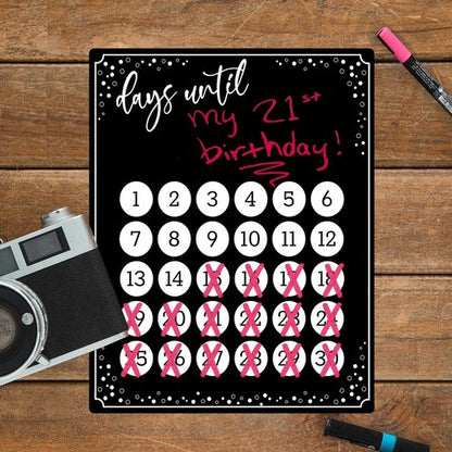Event Countdown Board - 10" x 12" Black Dry Erase Calendar | Days Until Photo Prop Made in the USA